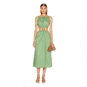 Johanna Ortiz Dress Rowboat Braided Cutout Midi in Delirium Green